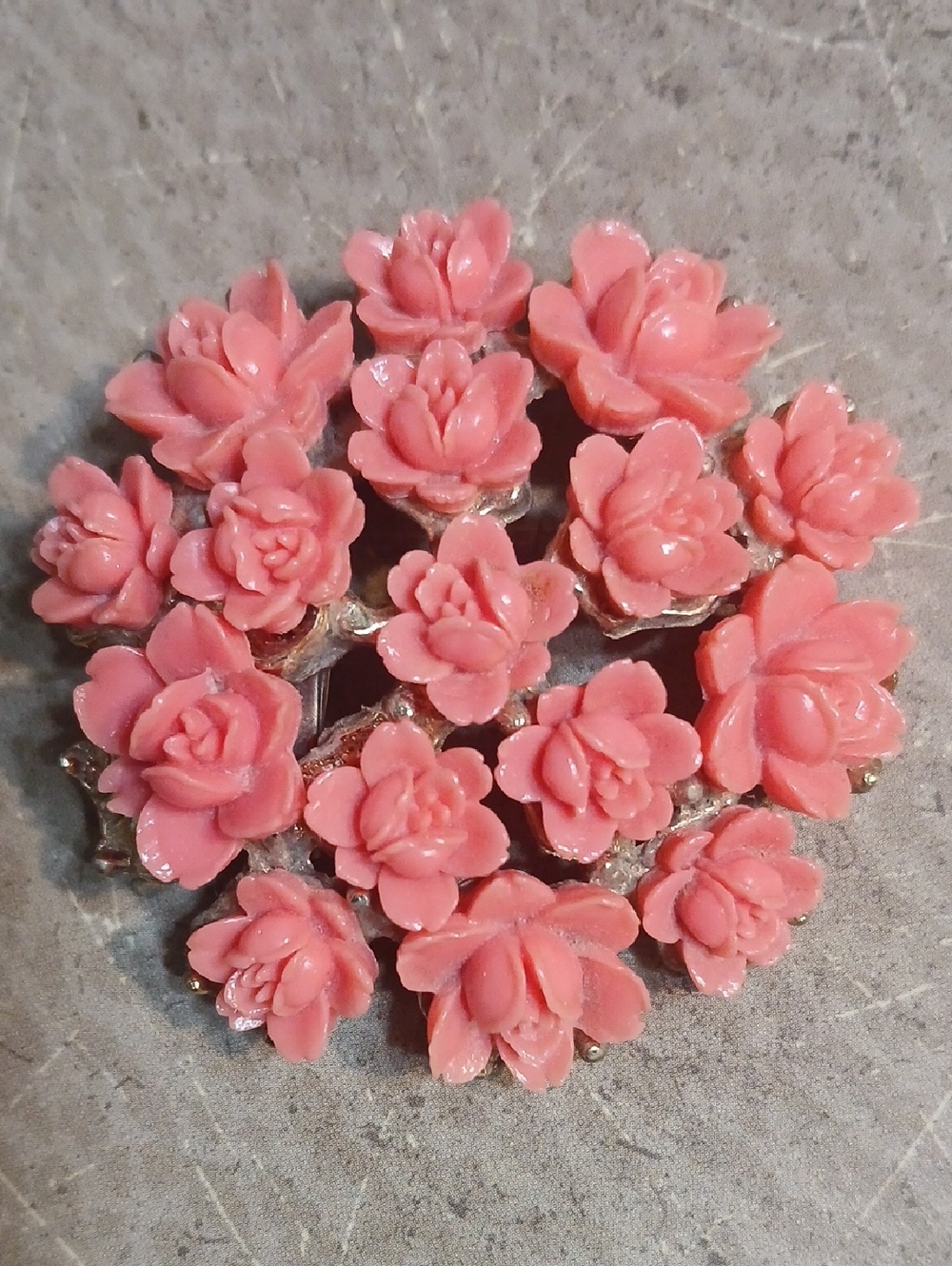 Vintage Coral Floral Brooch